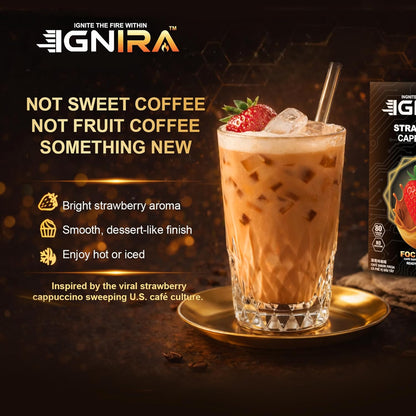 IGNIRA Strawberry Cappuccino, Hot or Iced Milk Coffees, 20 Single-Serve Sticks (12.69 oz)
