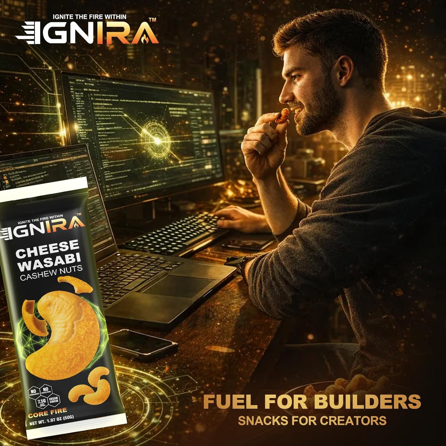 Cheese Wasabi Cashew Nuts, Pack of 6 (1.76 oz/unit)