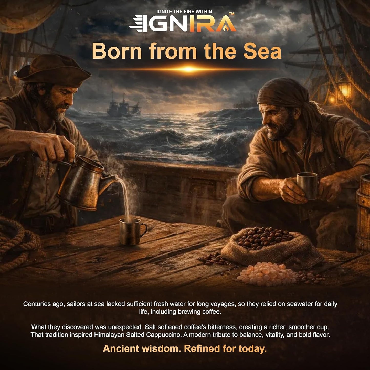 IGNIRA Himalayan Salted Coffee, Hot or Iced Milk Coffees, 20 Single-Serve Sticks (12.69 oz)