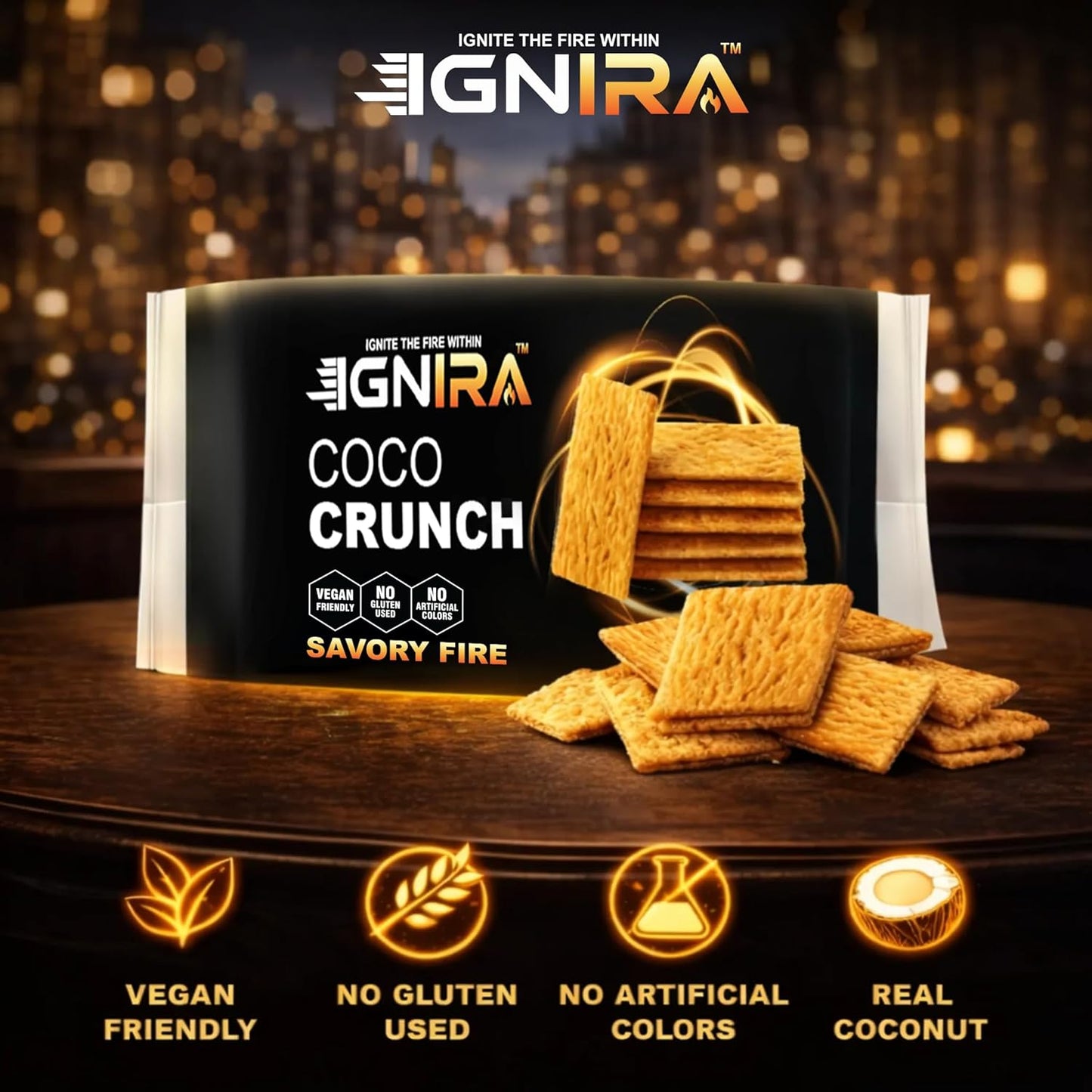 IGNIRA COCO Crunch Coconut Crackers, Pack of 3 (1.76 oz/unit)