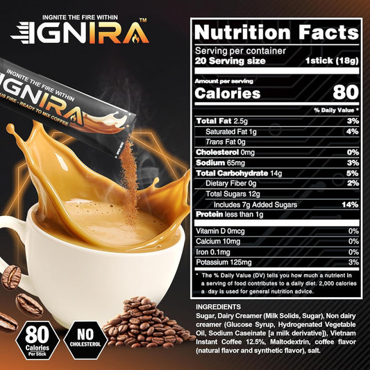 IGNIRA Original Instant Coffee, 20 Single-Serve Sticks (12.69 oz)