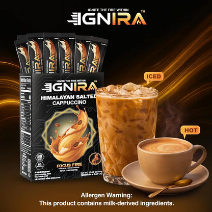 IGNIRA Himalayan Salted Coffee, Hot or Iced Milk Coffees, 20 Single-Serve Sticks (12.69 oz)