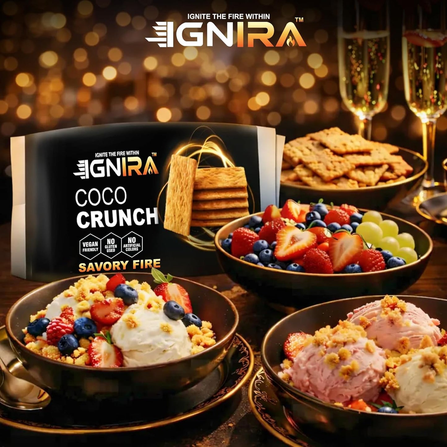 IGNIRA COCO Crunch Coconut Crackers, Pack of 3 (1.76 oz/unit)