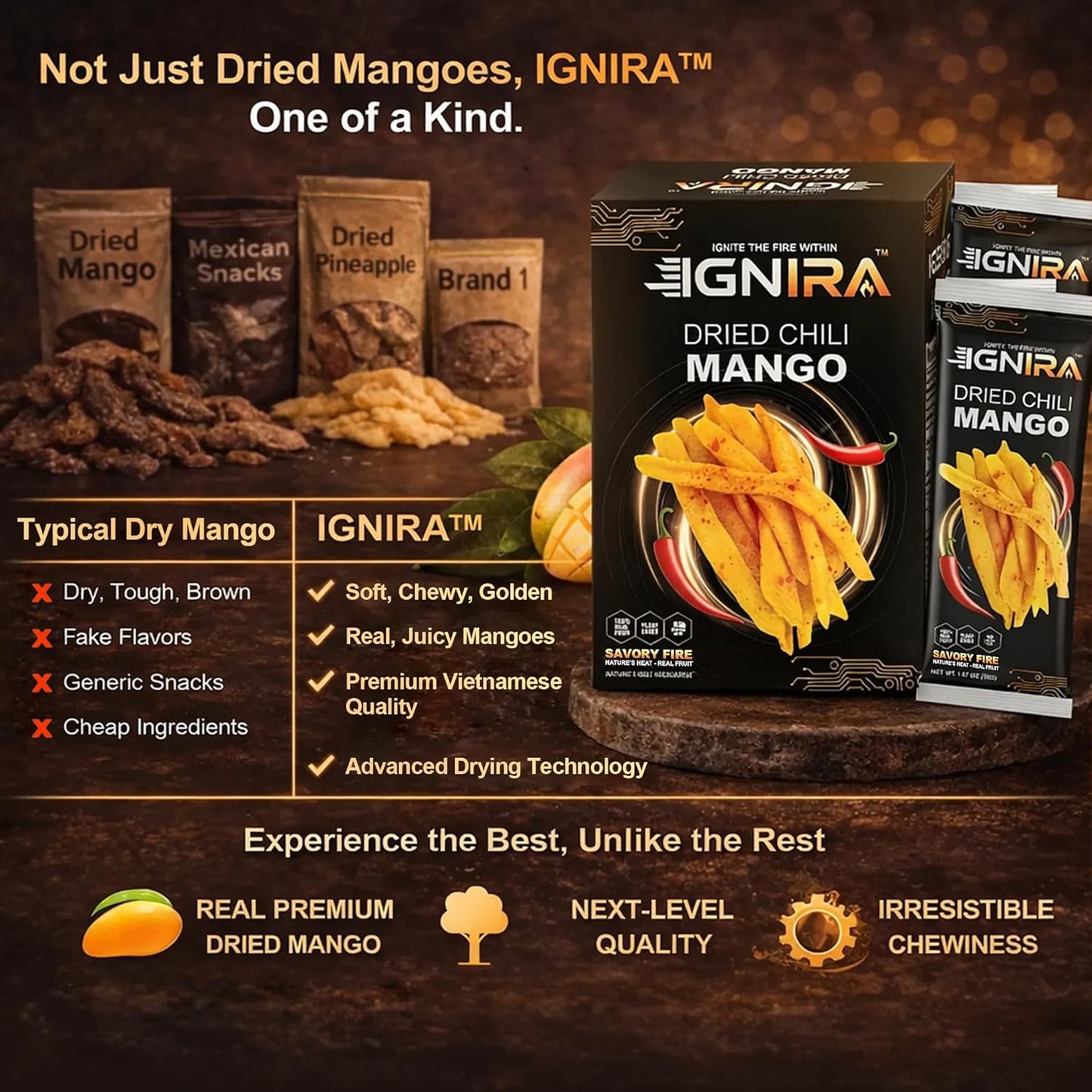 IGNIRA Dried Mango with chili, Pack of 6 (10.02 oz)