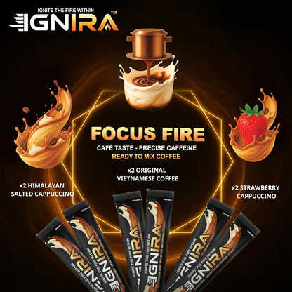 IGNIRA Cappuccino Variety Collection – Robusta Instant Coffee Mix - 6 Single-Serve Sticks (3.80 oz)