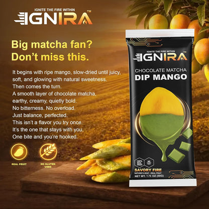 IGNIRA Dried Mango Slices Covered in Matcha Chocolate, Pack of 6 (10.58 oz)