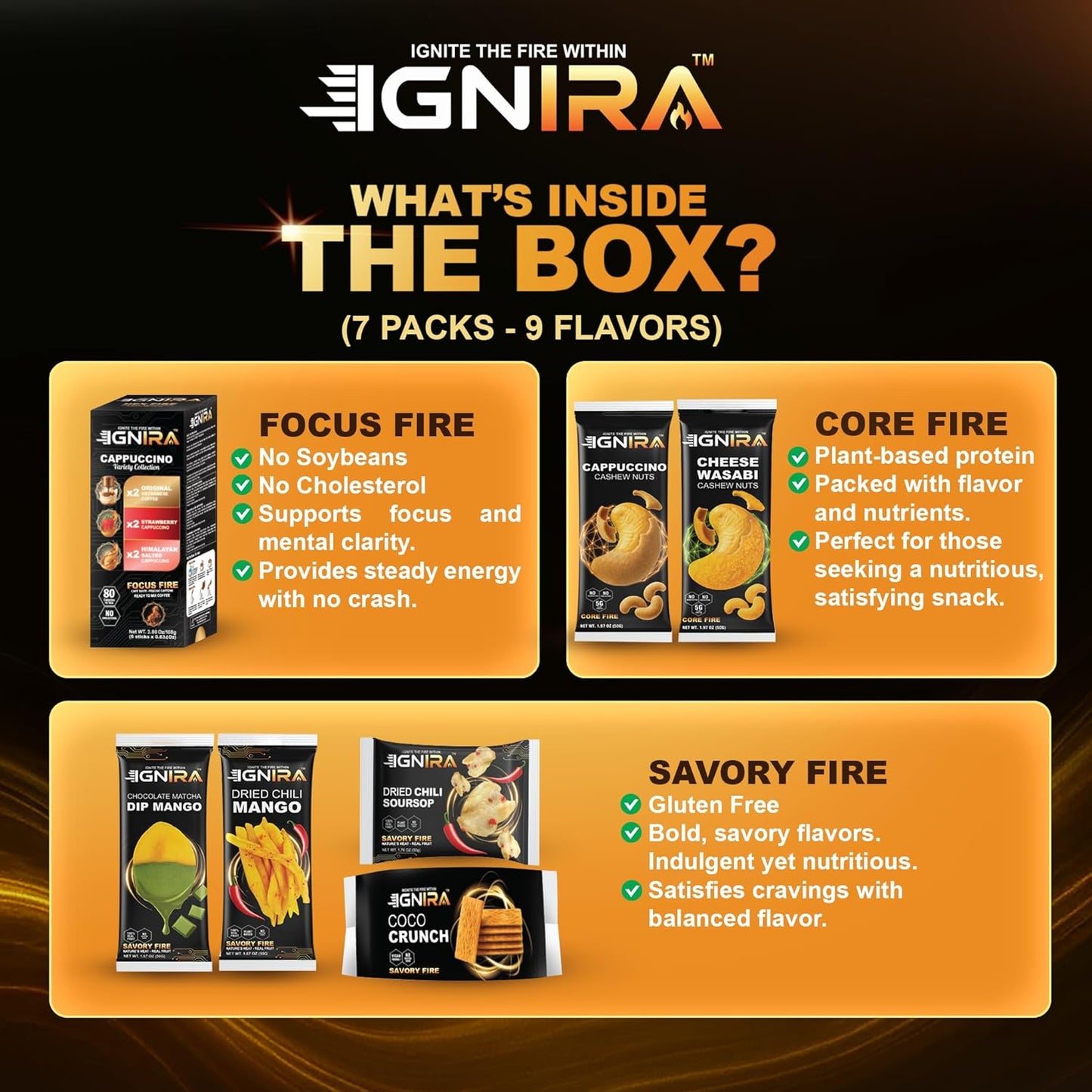 IGNIRA Signature Gift Edition – Coffee and Snacks Gift Set - 7 Piece Assortment