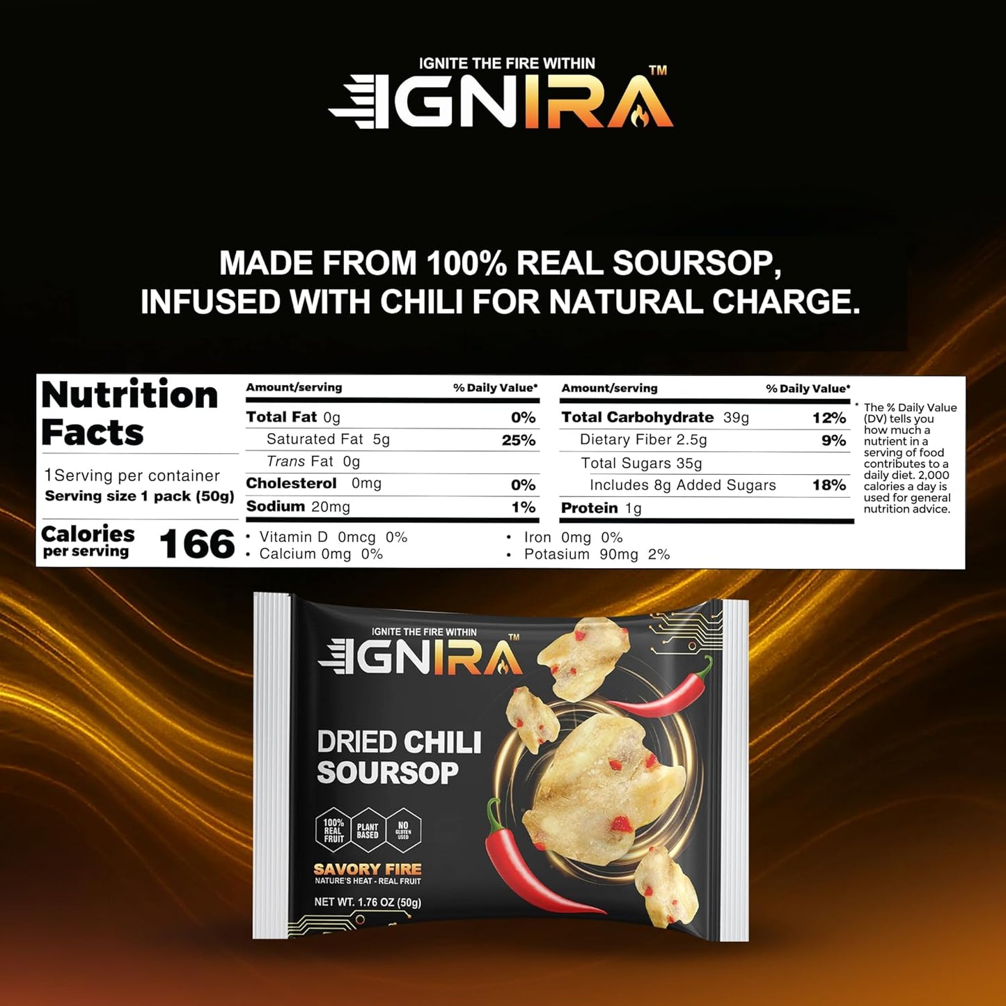 IGNIRA Spicy Dried Soursop with Chili, Pack of 6 (10.56 oz)