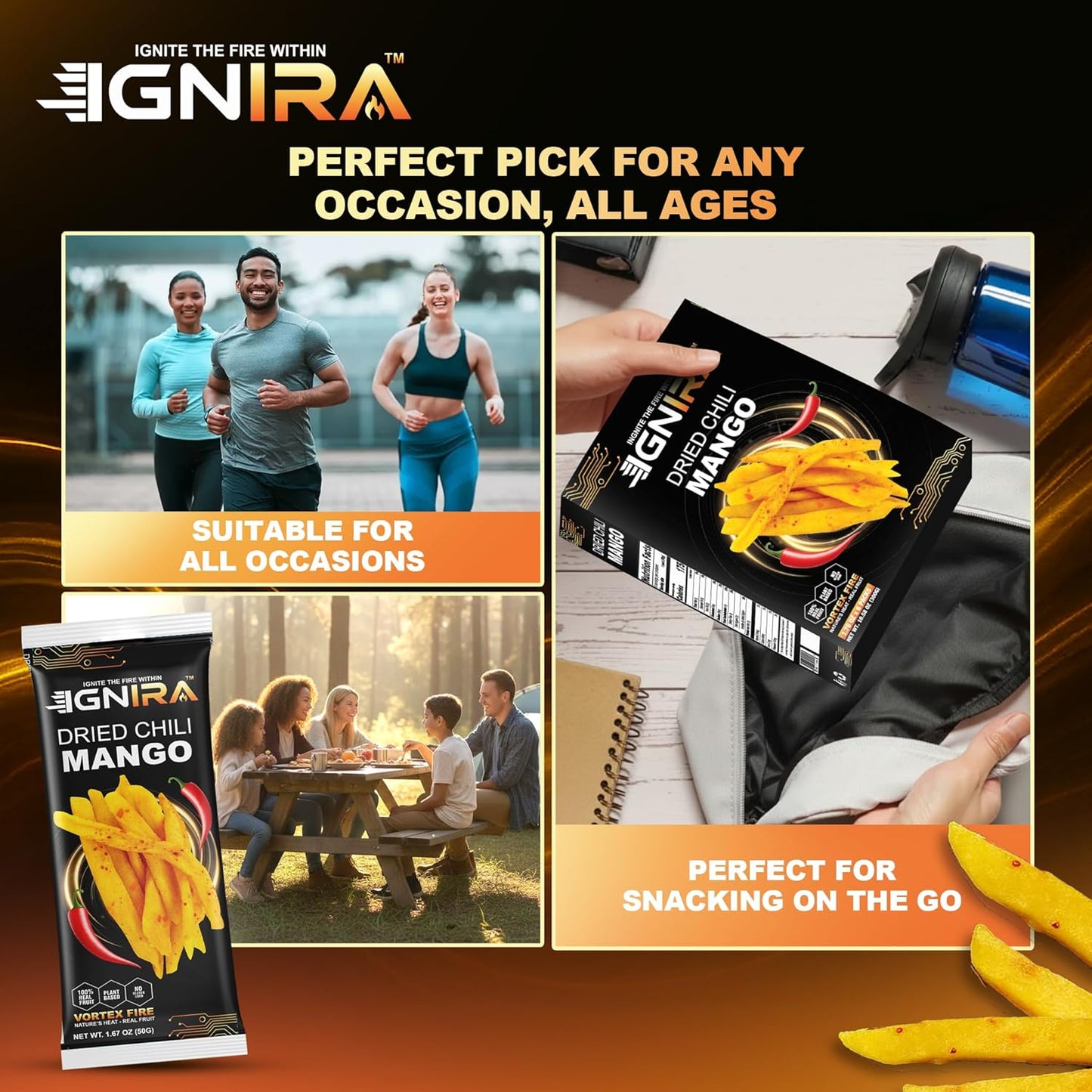 IGNIRA Dried Mango with chili, Pack of 1 (1.67oz)