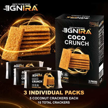 IGNIRA COCO Crunch Coconut Crackers, Pack of 3 (1.76 oz/unit)