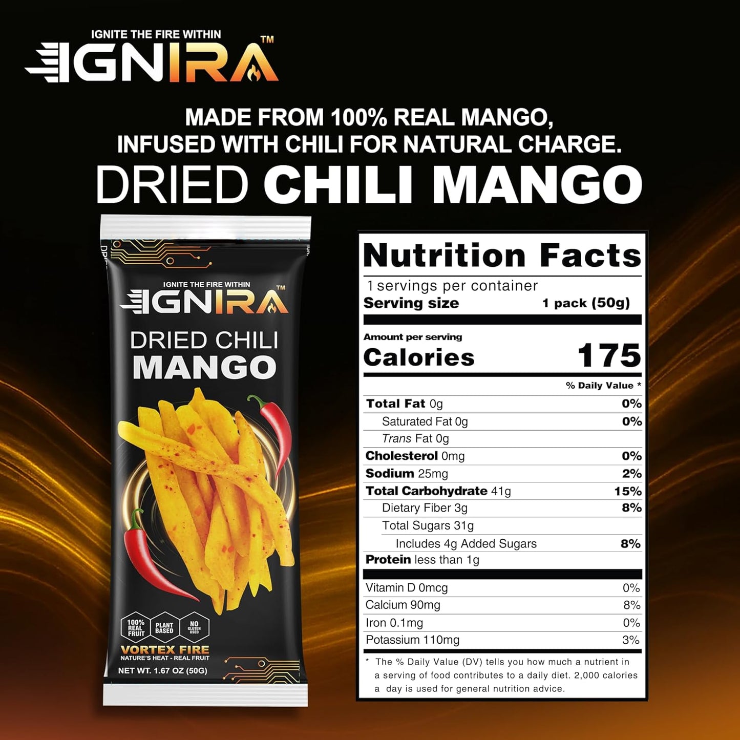 IGNIRA Dried Mango with chili, Pack of 1 (1.67oz)