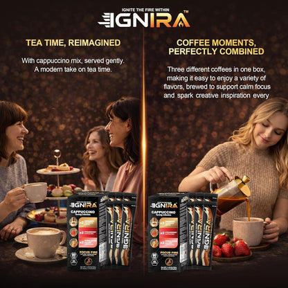 IGNIRA Cappuccino Variety Collection – Robusta Instant Coffee Mix - 6 Single-Serve Sticks (3.80 oz)