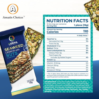 Amazin Choices Seaweed Crunch with Nuts Classic Taste, 10.7 oz., 16 ct