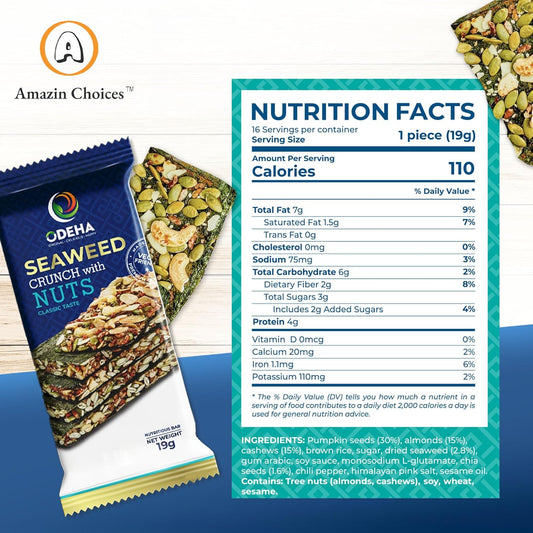 Amazin Choices Seaweed Crunch with Nuts Classic Taste, 10.7 oz., 16 ct