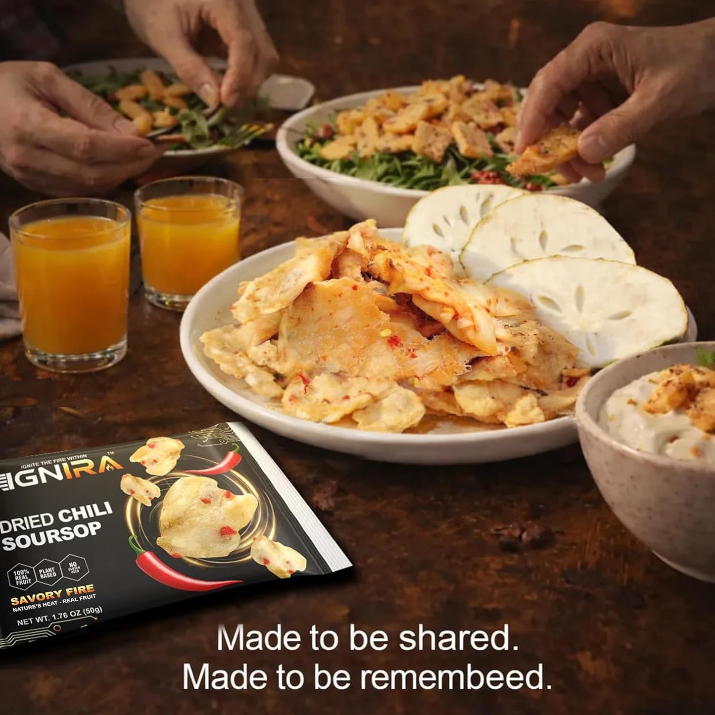 IGNIRA Spicy Dried Soursop with Chili, Pack of 6 (10.56 oz)