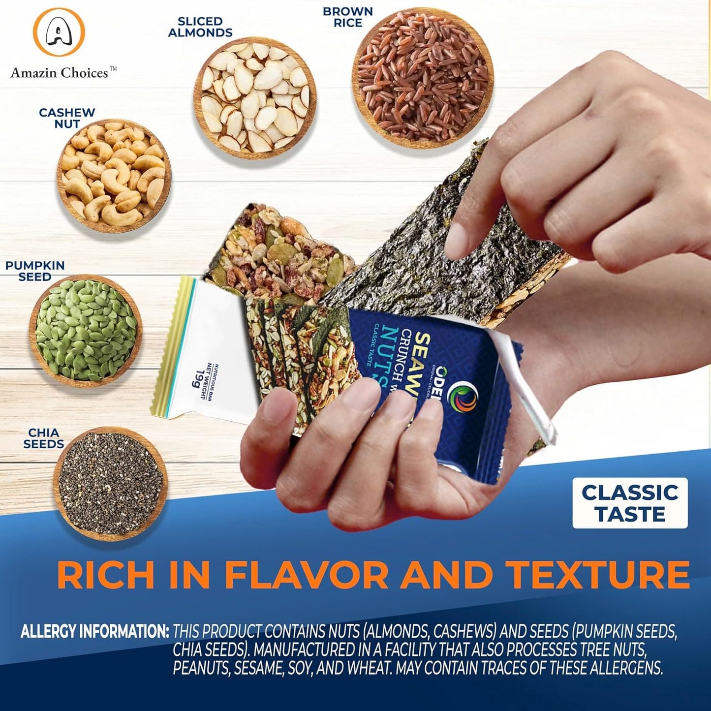 Amazin Choices Seaweed Crunch with Nuts Classic Taste, 10.7 oz., 16 ct