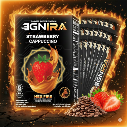 IGNIRA Strawberry Cappuccino- Premium Instant Robusta Coffee Packets, 20 Sticks (12.69 oz)