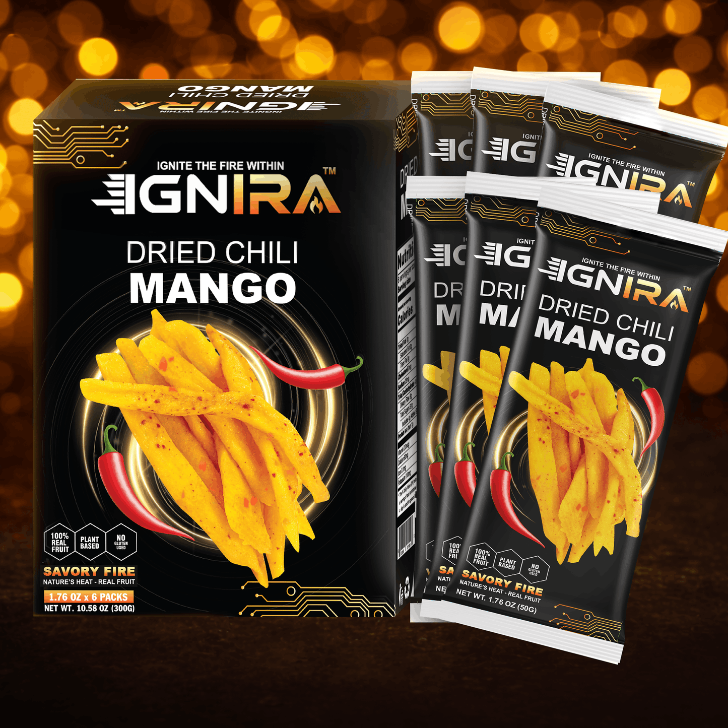 IGNIRA Dried Mango with chili, Pack of 6 (10.02 oz)