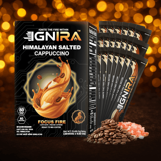 IGNIRA Himalayan Salted Coffee, Hot or Iced Milk Coffees, 20 Single-Serve Sticks (12.69 oz)